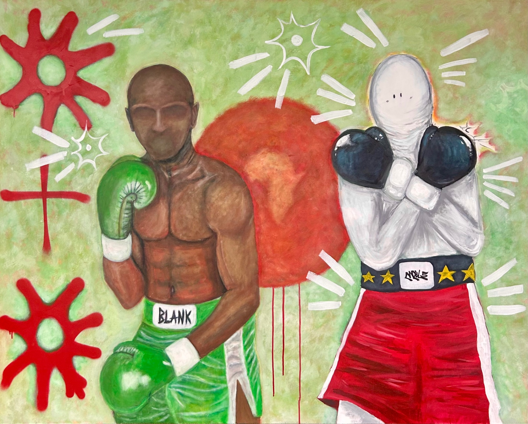 Blank vs. Noble — Acrylic and spray paint on canvas by Blank